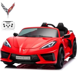 Red Chevrolet Corvette C8 24V Kids Ride-On UTV Car with 4-Wheel Drive